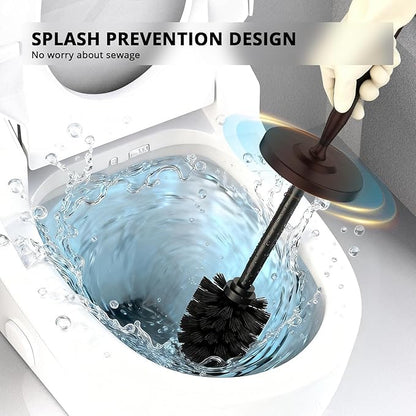 Premium 304 Stainless Steel Toilet Brush and Holder: Weighted Stable Base, Removable Inner Tube, Splash-Proof Design for 360° Thorough Cleaning & Space-Saving Storage,Bronze