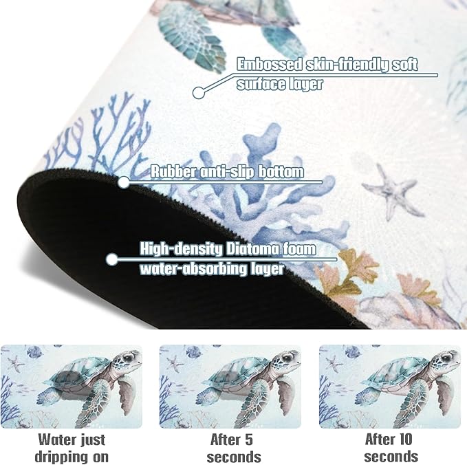 Sink Faucet Absorbing Mat, 2 Pack Drying Mat Around Faucet Sink Splash Guard Behind Faucet Sinkmat For Kitchen Bathroom Island Rv 24 * 5.5 Inch (60 * 14 cm)