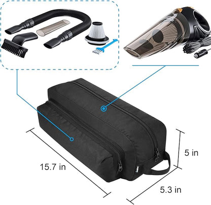 Vacuum Cleaner Accessory Storage Bag Fits for ThisWorx HOTOR Car Vacuum Cleaner & Accessories, Portable Tool Storage Case with Extra Pocket for Power Cord,Brush Nozzles,Cleaning brush (Black)