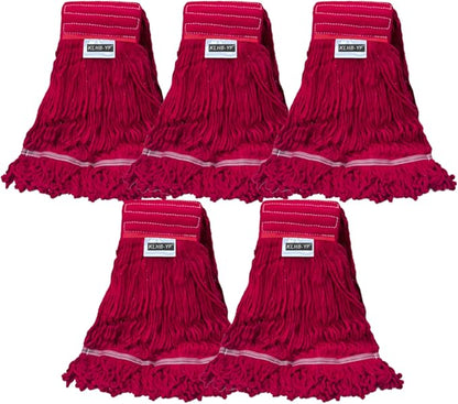 Heavy Duty Wet Industrial Cleaning Mop Head – 21 oz red mop Head Replacement Cotton Washable Industrial mop Heads Heavy Duty for Commercial & Home Cleaning（RED）