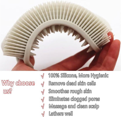 2Pack Dual Sided Silicone Body Scrubber for Exfoliating, Shower&Scalp Massage, 2 in 1 Bath&Shampoo Brush,Soft Body Exfoliator Silicone Loofah Shower Scrubber Brush for All Kinds of Skin