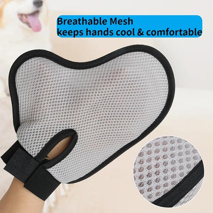 3-Piece Pet Grooming Set: Soft Silicone Shower Wash Curry Bath Brush *1 & Stainless Steel Comb *1 for Dogs/Cats with Short/Long Matted Hair,Deshedding & Knot Removal,Dry & Wet Use Massage Glove*1