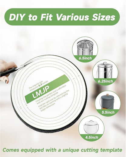 LMJP 6.7 Inch Charcoal Filters for 8 Pack Kitchen Countertop Compost Bins- Extra Thick 0.4" for Longer Lasting Activated Carbon