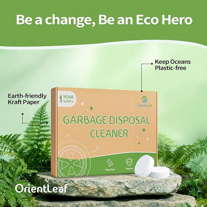 ORIENTLEAF Garbage Disposal Cleaner and Deodorizer Tablets 20g 1 Year Supply Citrus Foaming Tablets for Garbage Disposal,12 Pack Citrus Scent