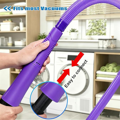 Dryer Vent Cleaner Kit: Vacuum Hose With Brush & Gloves Fits for Vacuums Cleaner, Refrigerator Condenser Coils, and Tight Spaces Behind Appliances, Deep Cleaning Tools for Clogged Ducts- Purple