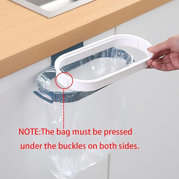 Set of 2 Trash Bag Holder Rack, Hanging Organizer Garbage Bag Holder, & Removable Lid - Multi for Kitchen Cabinet Door Storage Cupboard, Under Sink, Kitchen Towel Rails Rack, Blue & Pink
