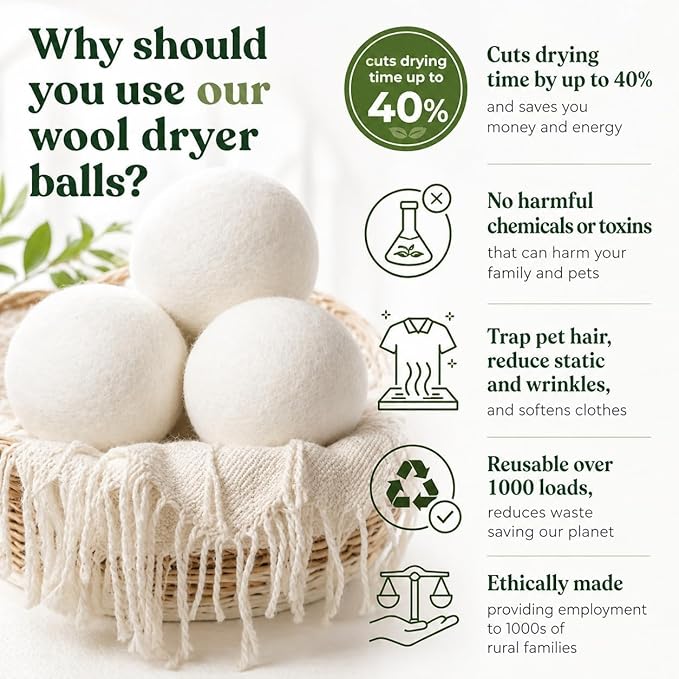 Complete Laundry Kit – Laundry Detergent Sheets, Wool Dryer Balls & Essential Oils – 3 Packs Sheets + 4 XL White Dryer Balls + 6 Scent Oils for Clean, Soft & Fresh Laundry