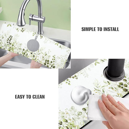 Sink Faucet Absorbing Mat, 2 Pack Drying Mat Around Faucet Sink Splash Guard Behind Faucet Sinkmat For Kitchen Bathroom Island Rv 15 * 5.5 Inch (38 * 14 cm)