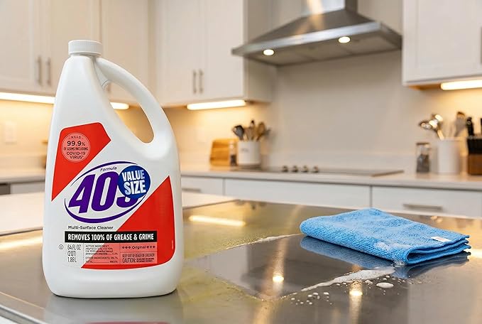 409 Multi Surface Cleaner Spray Refill, Antibacterial All Purpose Cleaner & Disinfectant Spray Kills 99.9% of Germs, Kitchen Bathroom Degreaser, 64 Oz Bottle bundled with Microfiber Cleaning Cloth