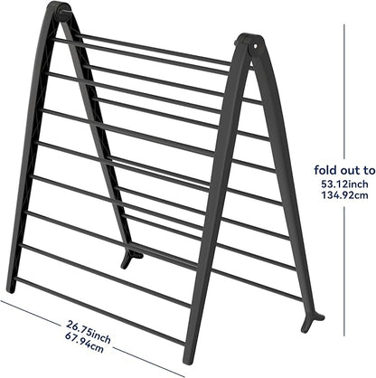 Whitmor Spacemaker Folding Drying Rack, Indoor Clothes Organizer with Patent-Pending Design, Space Saving, 6" L x 26" W x 51.5" H, Black Deluxe
