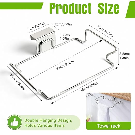 Trash Bag Holder, Stainless Steel Garbage Bag Holder Portable Under Sink Bag Hanger for Kitchen Cabinet Doors Bathroom