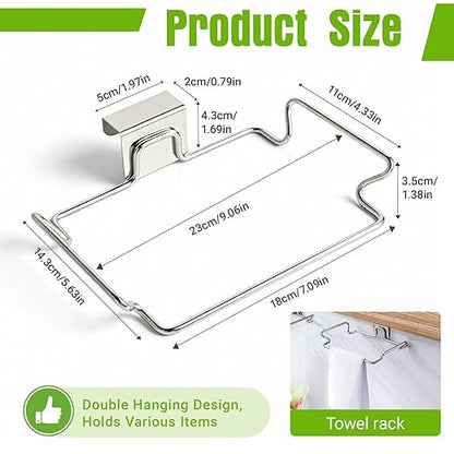 Trash Bag Holder, Stainless Steel Garbage Bag Holder Portable Under Sink Bag Hanger for Kitchen Cabinet Doors Bathroom