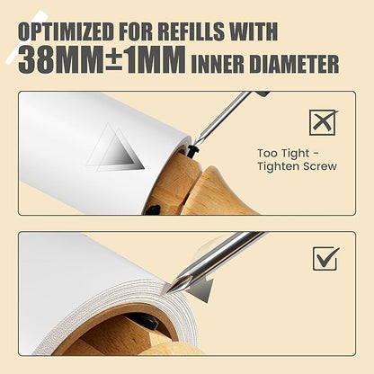 Flat Tear Lint Roller with Wooden Handle- 6.3 Inch Refills, 4 Rolls x 90 Sheets with Adjustable Tool | Pet Hair Remover for Furniture, Clothing | Ergonomic Grip, Straight-Tear Design
