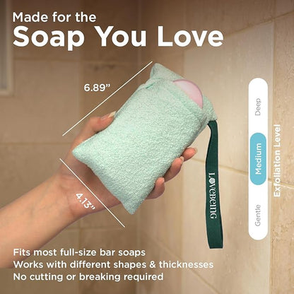 LoveBeing Scrubbed Soap Saver, Exfoliating Bar Soap Pouch & Bar Soap Holder for Smooth, Clean Skin, Durable Soap Bag for Bath & Shower (2 Count, Assorted Colors)