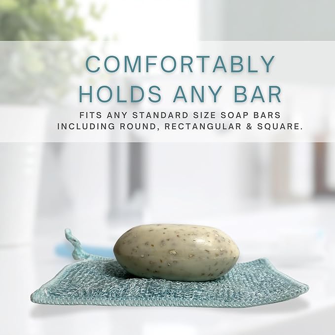 Whiffkitch Soap Pouch 5-Pack – Versatile Mesh Scrubber Wash Bag for Shower & Bath, Bamboo Fiber Bar Soap Holder & Travel Bag, Durable Scrubber Pouch for Rich Lather, Solid - 4x5 inches
