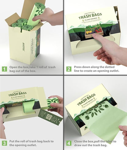 Compost bags 13 gallon 60 Packs, Large Compostable Trash Bags，AYOTEE Biodegradable Trash Bag 13 gallon,Thicked Tall kitchen Garbage Bag Unscented