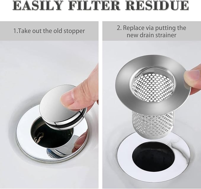 3Pcs Sink Drain Strainer，Shower Strainer Drain Hair Catcher Floor Drain Filter with Handle Stainless Steel Drainer Filter Used to Prevent Clogging of Kitchen Sinks (2.17")