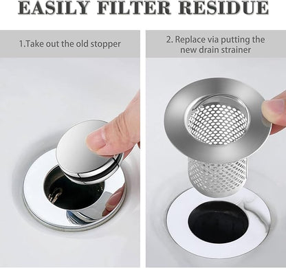 3Pcs Sink Drain Strainer，Shower Strainer Drain Hair Catcher Floor Drain Filter with Handle Stainless Steel Drainer Filter Used to Prevent Clogging of Kitchen Sinks (2.17")
