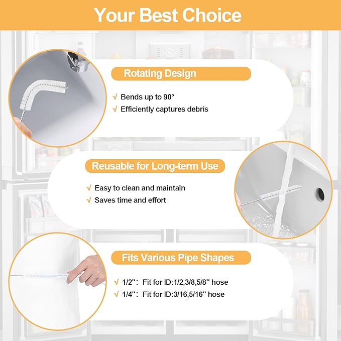 Extra Long Pipe Cleaners,Straw Cleaner Brush Extra Long,Tube Cleaning Brush Suitable for Cleaning Feeding Tubes (2 Pcs)