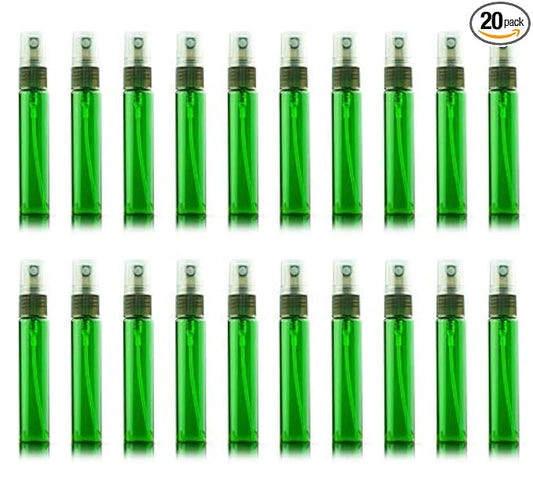 20 Pack Set 10ML Protable Refill Bulk Atomizer Spray Travel Perfume Bottle Hydrating Empty Bottle (Green)