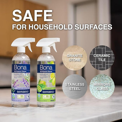 Bona All-Purpose Cleaner - Lime Basil Scent - 24 fl oz - Household Cleaner Cuts Through Tough Grease & Grime - Safe for Household Surfaces