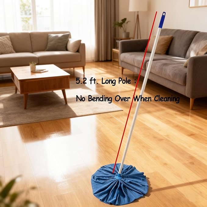 EaseYourDay Microfiber Cloth Mop, One Pole with Two Screw On Mop Heads