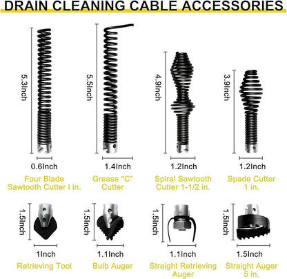 10pcs Drain Snake Drill Attachment, Root Cutter for Drain Cleaning for Heavy-Duty Cables Drain Cleaning kit Includes Fits K400, K-400, C-4, C-6, C-7, C-8, C-9 Models