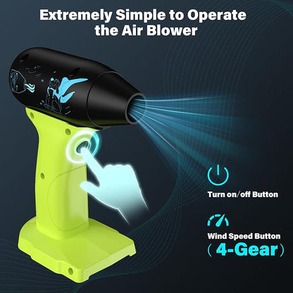 Jet Dry Mini Blower 130000 RPM High Speed Jet Fan, 4 Speed Control, Compatible with Ryobi 18V Battery, Cordless Handheld Blower for Car Drying & Cleaning (Battery Not Included)