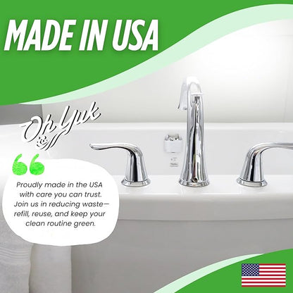 Oh Yuk Tub and Tile Cleaner – Combo Pack with Spray and Concentrate Refill | Cleans Tubs, Tiles, and Shower Walls | 4X Long-Lasting Value | Biodegradable, Vegan, Cruelty-Free | Made in USA