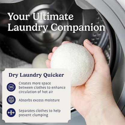 Handy Laundry Wool Dryer Balls - 2.5 Inch - Natural Fabric Softener, Reusable, Reduces Clothing Wrinkles and Saves Drying Time, Better Alternative to Plastic Balls and Liquid Softener (6-Pack)