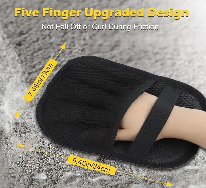 2-Pack 2026 Upgraded Electrostatic Pet Hair Glove, 5-Finger Pet Hair Removal Glove for Cats & Dogs, Reusable Magic Brush Pet Hair Remover Tool for Carpet, Couch, Clothing, Car Seat