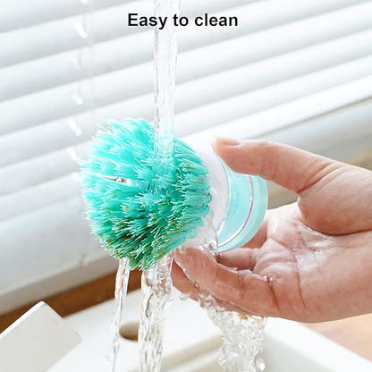 3PCS Soap Dispensing Palm Brush 3pcs Suitable for Dishes Pot Pan Kitchen Sink Scrubbing, Green/Pink/Purple