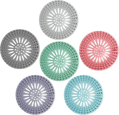 KTOJOY Bathroom Sink Drain Strainers, Hair Catcher Shower Drain Covers Protector - Flexible TPR Material, Multi-Color for Tub Shower Sink, 6 Pack