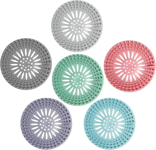 KTOJOY Bathroom Sink Drain Strainers, Hair Catcher Shower Drain Covers Protector - Flexible TPR Material, Multi-Color for Tub Shower Sink, 6 Pack
