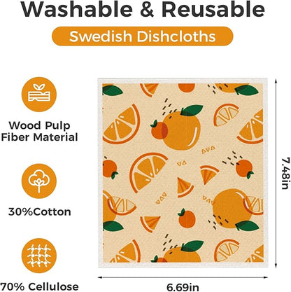 wlich 10PCS Swedish Dishcloths for Kitchen, Reusable Paper Towels Washable, Dish Rags for Washing Dishes with Clips, Non-Scratch Kitchen Towels and Dishcloths Sets, Dish Cloths, No Odor(Fruit)