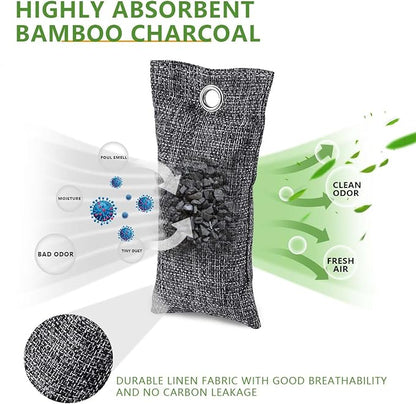 4 Pack Activated Charcoal Odor Absorber, Bamboo Charcoal Air Purifying Bags Odor Eliminator Air Freshener Deodorizer for Shoe, Closet, Car, Basement