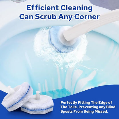 60pcs Disposable Toilet Brush Refills, Toilet Bowl Cleaner Refill Pads, Compatible with Most Toilet Cleaning Wands & Systems, Disposable Scrubber Refill Heads for Deep Bathroom Cleaning