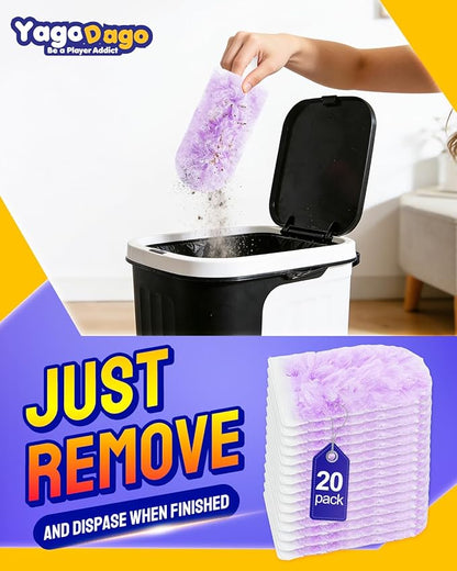 22 Count Unscented Duster Refills with 2 Foldable Handles, 360 Duster Refill Compatible with Swiffer Dusters for Cleaning Tight Spaces, Compatible with Swiffer 360 Refills for Pet Hair