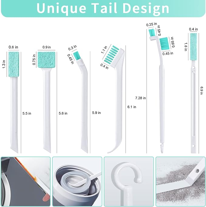Lumkew Small Cleaning Brush Tight Spaces, 8pcs Crevice Cleaning Brushes Tool for Household Use, Tiny Cleaning Brush Mini Parts Humidifier Toaster