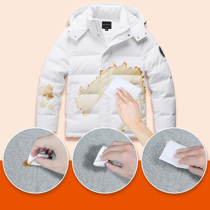 Stain Remover Wet Wipes Bulk, Individual Wrapped Clothes Portable Travel Messy Eater Cleaning Laundry Stain Removal Wipes Pocket Size for Clothing Fabric/Shoes/Wine/Fast Food 7.1 x 4.7 Inch(Orange100)