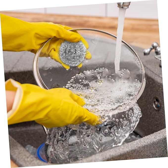 PRETYZOOM Stainless Steel Kitchen Cleaning Balls Dish Cleaner Scourers for Pots Pans Dishes Effortless Non Skid Scrubbing Tool and Hand Friendly Design