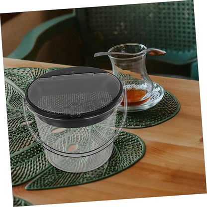 MAGICLULU Handheld Tea Dreg Drainage Bucket with Lid Small Kitchen Compost Bin for Tea Grounds Countertop Trash Can for Indoor Use Light Gray