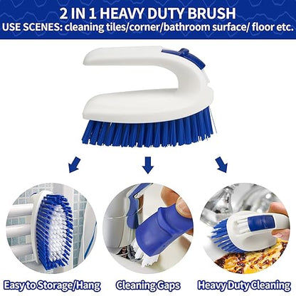 CELOX Kitchen Scrub Brush Set with Ergonomic Handle, Deep Cleaning Brushes, Include Dish Brush (Blue)