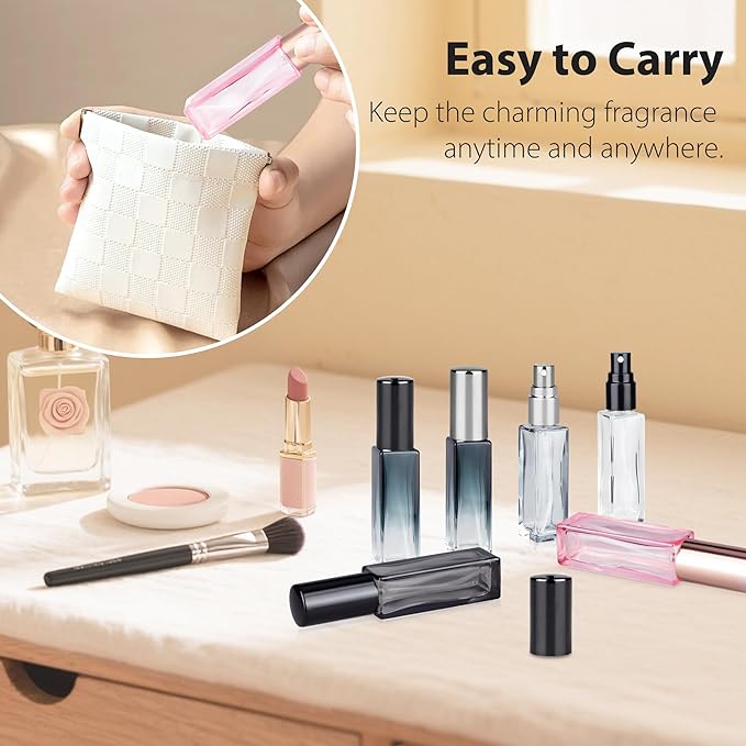 Perfume Refill Bottle, Mini Leak-proof Portable Perfume Travel Refillable Dispenser, 3pcs 10ml Empty Atomizer Sprayer, Pocket Glass Bottle with Funnel and Pipette for Cologne (Light Pink)
