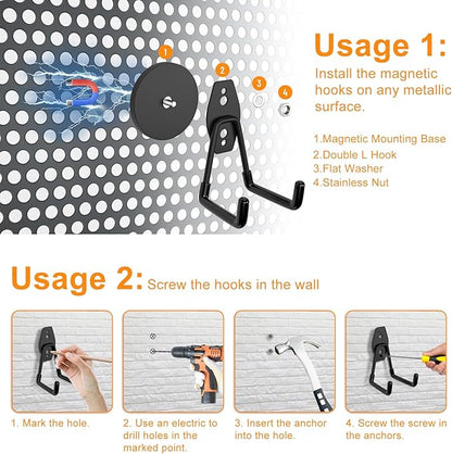 ENUODA Strong Magnetic Hooks Large Rare Earth Magnet Hooks Heavy Duty Utility Magnetic Tool Holder for Garage Organization, Van, Barn, to Hang Bag, Coat, Power Tool, Toolbox, Shovel, Broom,6 Pack