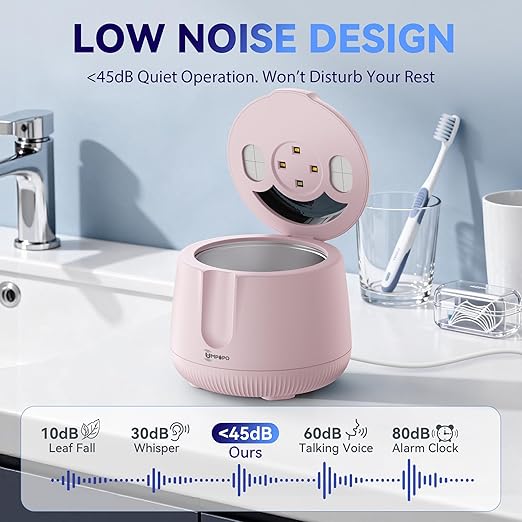 Ultrasonic Retainer Cleaner Machine 48kHz, Dental Cleaning Pod, Ultrasonic Retainer Cleaner for Dentures, Aligners, Mouth Guards, Toothbrush Heads and Jewelry with 200ML Capacity, LAB Supply