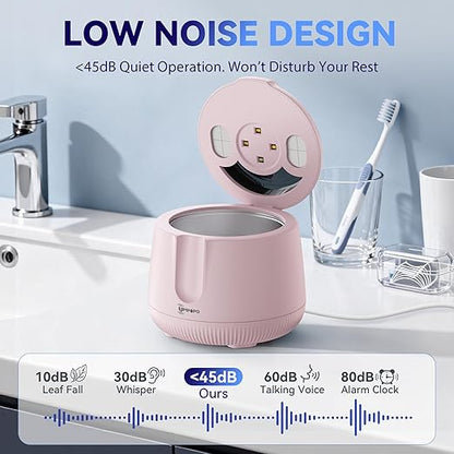 Ultrasonic Retainer Cleaner Machine 48kHz, Dental Cleaning Pod, Ultrasonic Retainer Cleaner for Dentures, Aligners, Mouth Guards, Toothbrush Heads and Jewelry with 200ML Capacity, LAB Supply