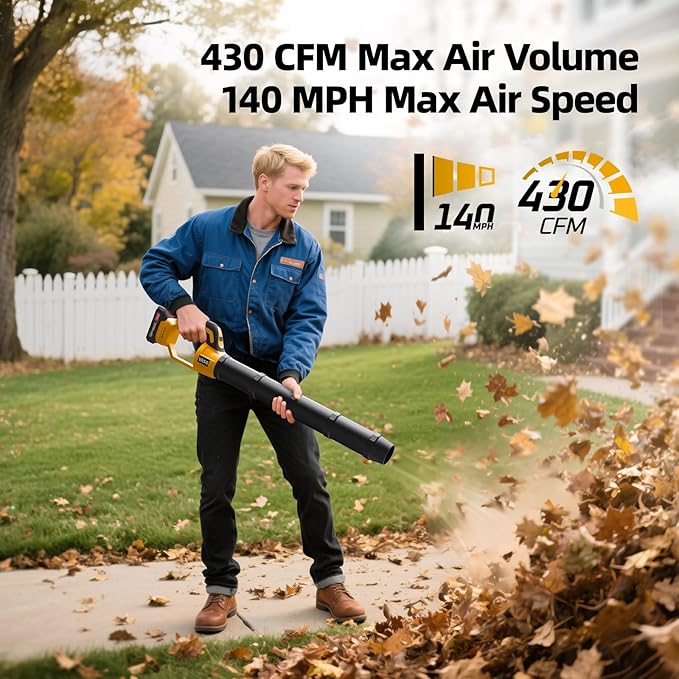 Leaf Blower Cordless – Lightweight Handheld Electric Leaf Blower with Variable Speed, 21V 3×2.0Ah Batteries & Fast Charger for Effortless Lawn, Yard, Garden, Patio, Driveway & Leaf Cleanup