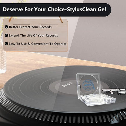 Turntable Stylus Clean Gel - Premium Anti-Static & Zero-Dust Stylus Cleaner, Dirt and Debris Dry Cleaning Mixture for Vinyl Record Player Needle (Square-White)