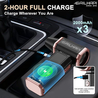 Compressed Air Duster 300000RPM, High-Speed Cordless Blower for Barber with Variable Speed, Electric Dust Blower for Keyboard, Car, PC, Hair Cut, Replaces Canned Air, Gifts for Men